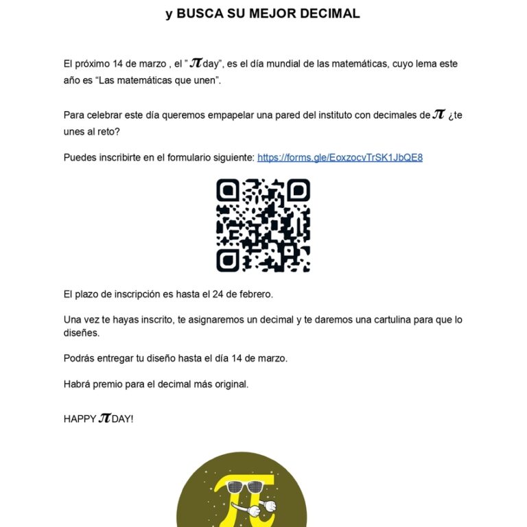 CONCURSO “DÍA INTERNACIONAL DE LAS MATEMÁTICAS” O “DÍA DEL NÚMERO Pi”