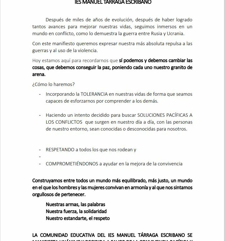 MINUTO DE SILENCIO POR LA PAZ